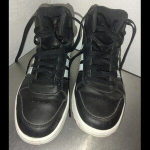 Adidas Youth Mid Top High Tops Black Stripe Red Letters Size 6 Boys Athletic GUC